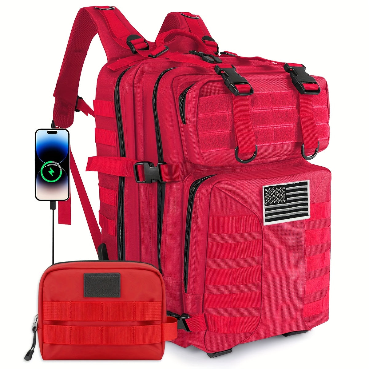 Sac à dos tactique unisexe haute capacité 50L – Sac militaire MOLLE pour le camping, la pêche, la chasse, la randonnée et les voyages – 13 options de couleurs incluant des variantes avec sac à main et sac de rangement