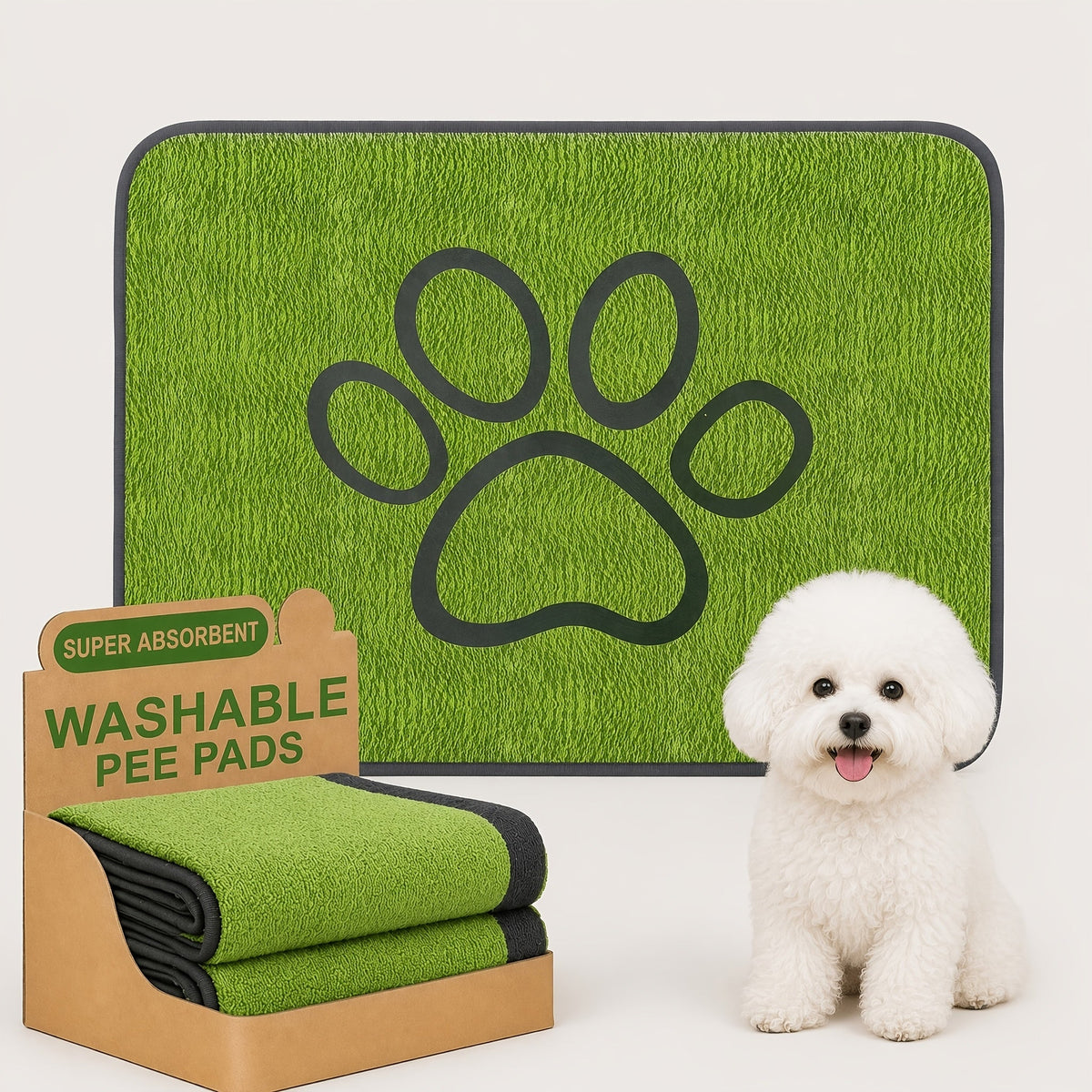 Tapis de propreté lavable pour chien - Alèse réutilisable antidérapante en polyester super absorbant pour cage, canapé et sol, tapis d'éducation résistant aux déchirures et lavable en machine pour petits et moyens chiens, tailles S et L