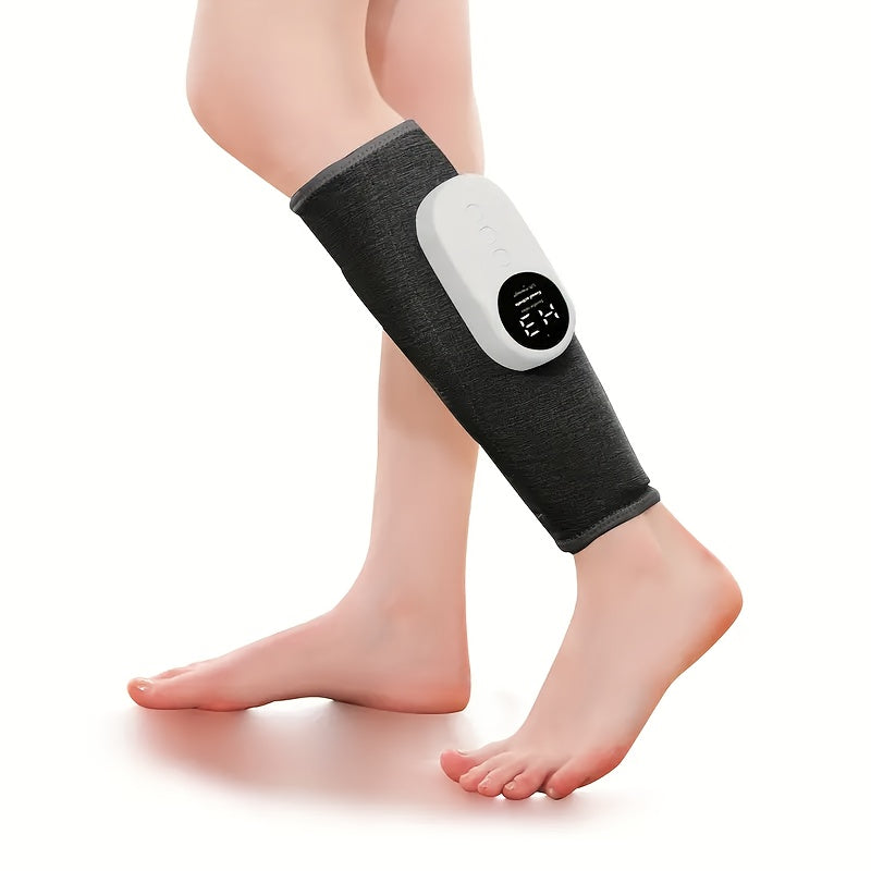 Masseur de jambes à compression d'air sans fil, 3 intensités, soulagement pour mollets, cuisses, pieds et genoux, appareil rechargeable et portable pour la maison, le bureau et les voyages, gris noir