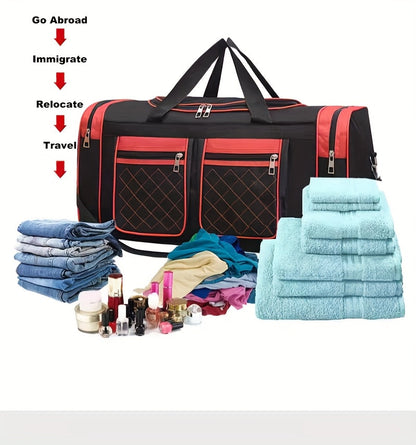 Sac de voyage grande capacité pour hommes et femmes – Sac de sport robuste multi-poches, avec bandoulière réglable et fermeture éclair pour le fitness, les escapades de week-end, les voyages d'affaires et les activités en plein air