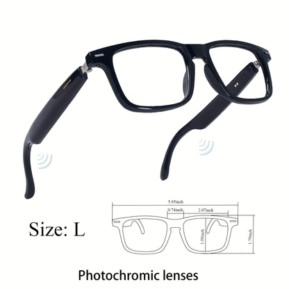 Lunettes intelligentes avec traduction instantanée en 160 langues, assistant GPT, audio Bluetooth 5.2, appels mains libres, lecture de musique, verres photochromiques et anti-lumière bleue – Technologie portable unisexe