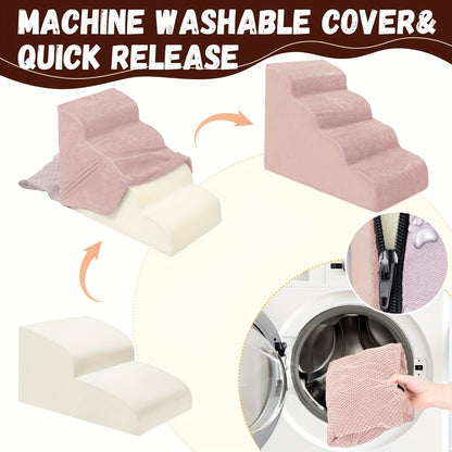 NIUBYA Escaliers pour chiens extra larges pour petits chiens – Marches pour animaux en mousse haute densité, fond antidérapant, rampe rembourrée douce pour lits hauts, canapés et divans, idéal pour les chiens âgés ou blessés, polypropylène, compact