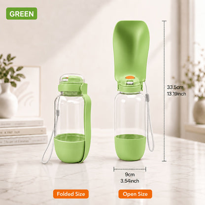 Gourde portable pour chien 2-en-1 avec écuelle - Distributeur d'eau anti-fuite de 520 ml pour animaux, grande capacité pour promenade, randonnée et camping