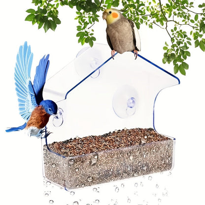 Mangeoire à oiseaux transparente en acrylique à fixation murale par ventouses pour oiseaux sauvages et colibris – Poste d'observation extérieur pour oiseaux avec vue dégagée