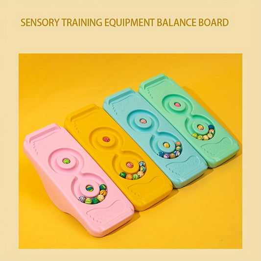 Kids Sensory Integration Balance Board – Preschool Exercise & Wobble Training Toy for Core Strength, Coordination & Vestibular Development – Plastic Balance Toy for Toddlers & Children – Pink Yellow Blue Green