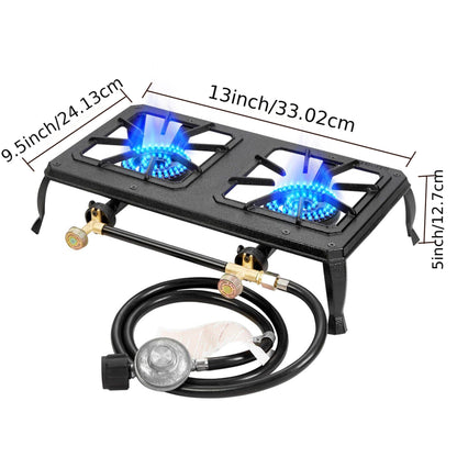 Réchaud de camping portable au propane à 1 ou 2 brûleurs - Réchaud à gaz d'extérieur avec régulateur et tuyau certifiés CSA pour le camping, le barbecue, le brassage maison, la friture de dinde et la cuisine de patio