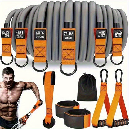 Ensemble de bandes de résistance robustes de 136 kg, kit de musculation pour salle de sport à domicile avec poignées, ancrage de porte et sangles de cheville, entraînement complet du corps pour le renforcement musculaire, la tonification et la rééducation