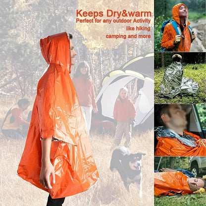 Poncho de pluie d'urgence réutilisable, lot de 4 et 14 – Conserve 90 % de la chaleur corporelle, imperméable et résistant aux intempéries, pour hommes, femmes et adultes, équipement de camping, de randonnée et de survie
