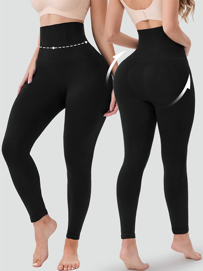 Leggings Capri galbants pour femme – Pantalon de yoga taille haute gainant, legging de sport extensible et opaque, abricot et noir