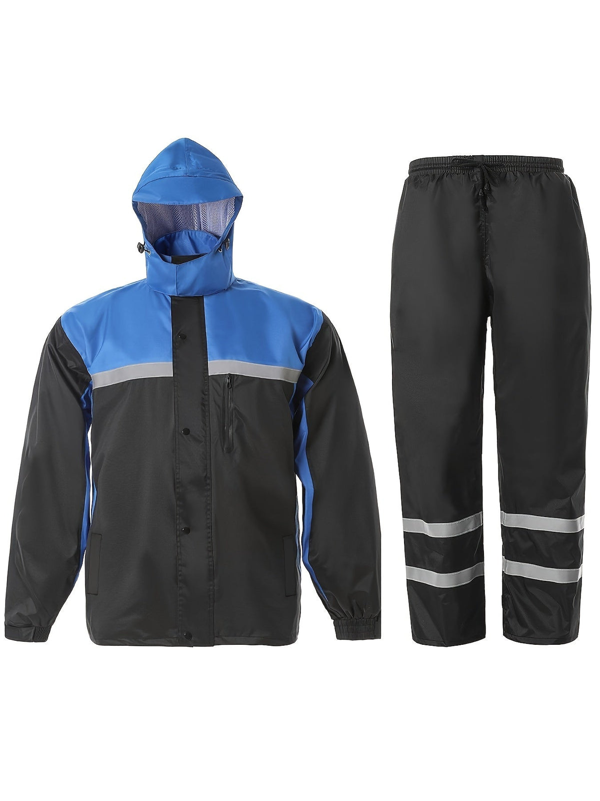 Ensemble de pluie réfléchissant haute visibilité pour hommes – Veste et pantalon imperméables pour le travail, la pêche, l'agriculture, la moto, les sports de plein air – Vêtements de pluie de sécurité haute visibilité pour hommes, tailles S-XXL