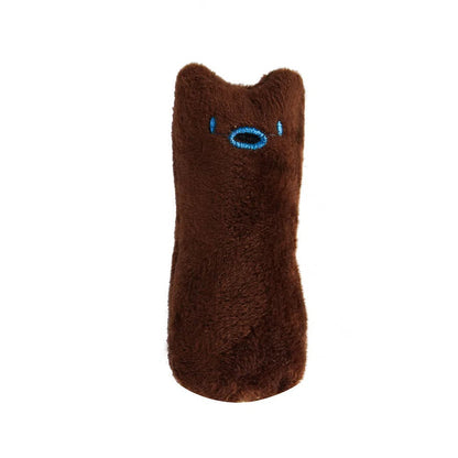 Jouet coussin en peluche couineur pour chat - Jouet kicker rembourré au design interactif avec couineur pour chats et chatons, pour jeu en solo et anti-ennui, sans pile, 6 couleurs : vert, jaune, rose, bleu, café