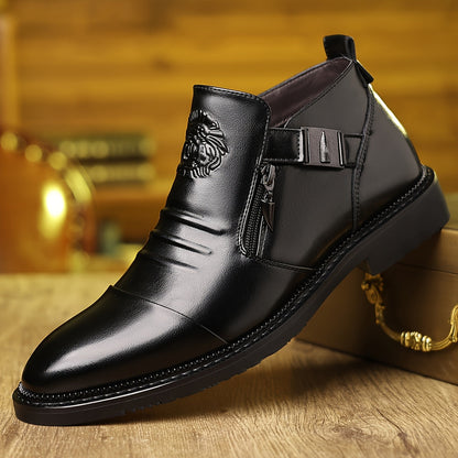 Bottines Chelsea pour homme en cuir gaufré – Style habillé décontracté à enfiler, noir et marron, pointures larges US 8-13,5, semelle confortable antidérapante, parfaites pour le travail, le bureau et le quotidien