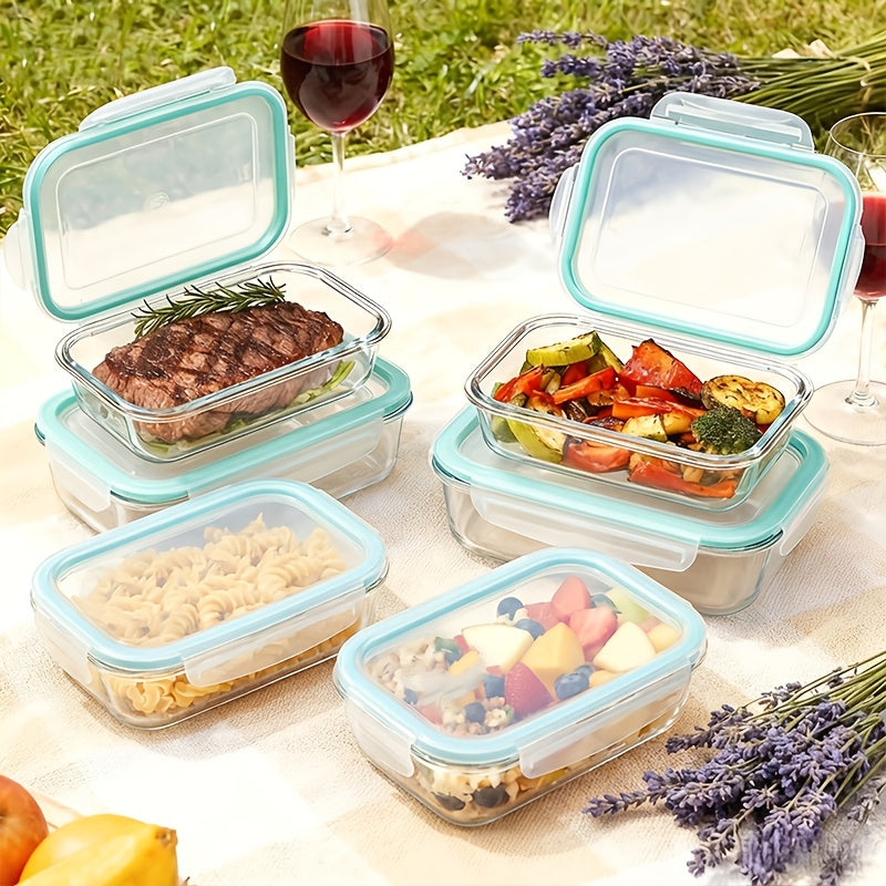 Ensemble de 16 récipients alimentaires en verre hermétiques – 8 couvercles et 8 récipients, compatibles micro-ondes et four, sans BPA, parfaits pour la préparation des repas, salades, fruits, légumes, sandwichs et pique-niques en extérieur
