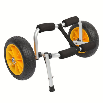 Chariot de transport pour kayak pliable Bonnlo en alliage d'aluminium moulé avec roues pleines de 10 po – Convient aux canoës, planches à pagaie, bateaux à fond plat, tapis flottants et embarcations