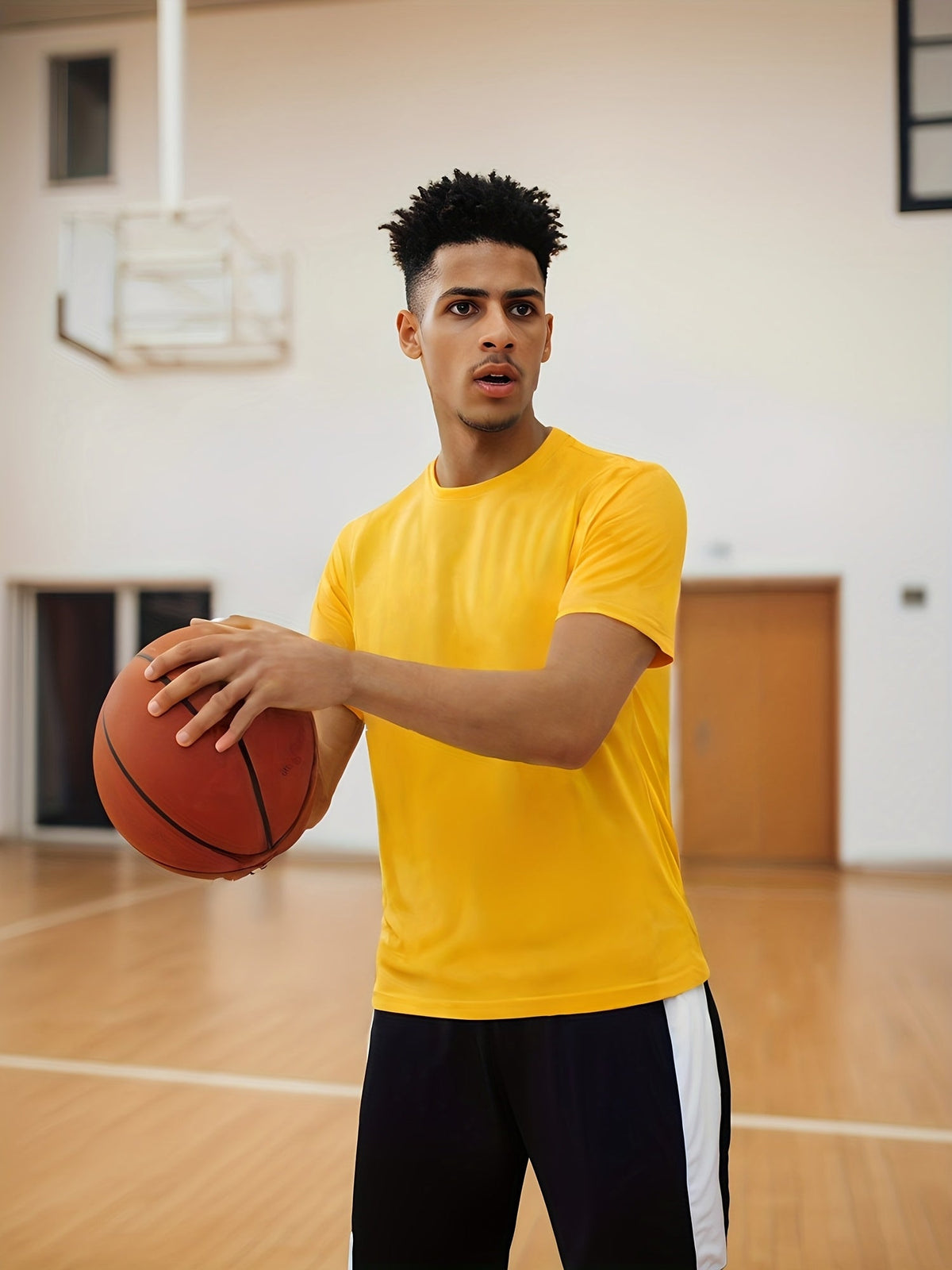 Lot de 3 t-shirts de sport pour homme, col rond, manches courtes, séchage rapide, protection UPF 50+, évacuation de l'humidité, kaki/orange/jaune, tailles S-3XL pour natation, plage, sports en plein air, pêche, randonnée