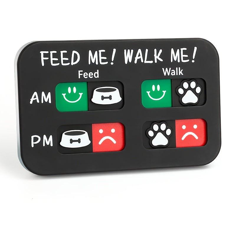 Tableau de suivi pour animaux – Planning de repas matin/soir pour chiots, aide-mémoire quotidien pour le nourrissage et les promenades, suivi des repas et de l'exercice – Acrylique noir