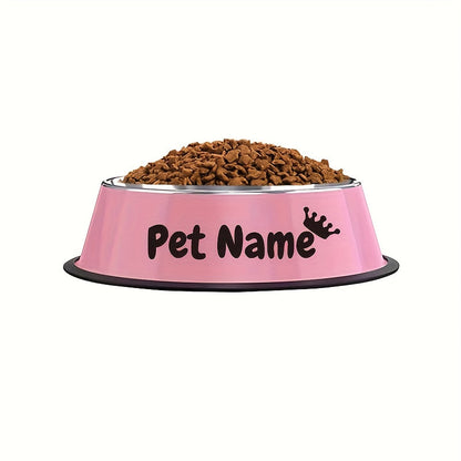Gamelle personnalisée en acier inoxydable pour chien et chat - Bol gravé au nom de votre animal avec motif patte, cœur et couronne, antidérapante, 200 ml / 400 ml / 1000 ml, écuelle pour nourriture et eau, idée cadeau