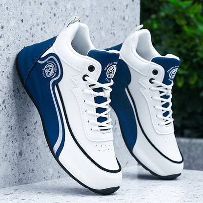 Men's Arch Support Anti-Slip Running Shoes – Lightweight Breathable Tennis Walking Gym Shoes, Corrective Sports Sneakers, White Blue & White Grey, Sizes US 7–12.5