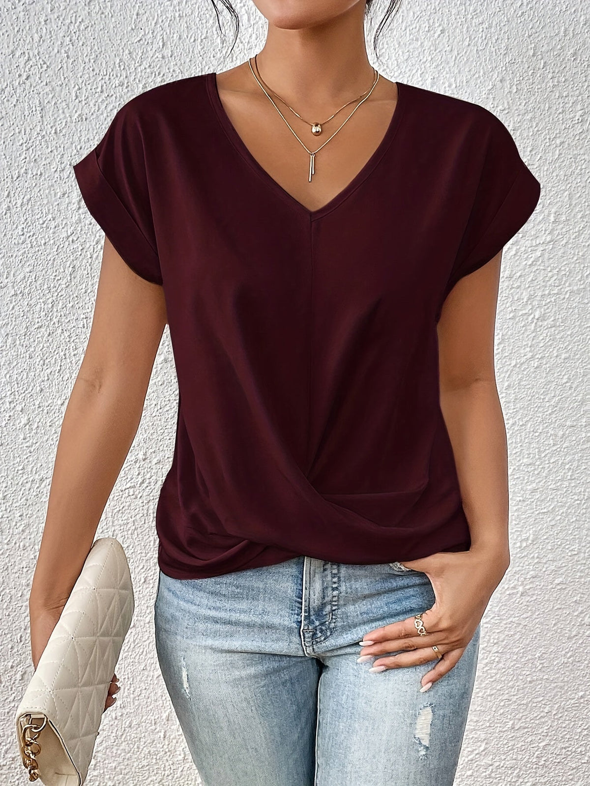 T-shirt à manches courtes pour femme – Haut basique décontracté de couleur unie disponible en 12 coloris, t-shirt doux et confortable pour le printemps et l'été