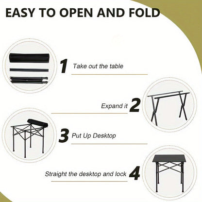 Grande table pliante portable avec sac de rangement - Table de jardin, pique-nique ou camping en extérieur, légère et facile à installer pour les voyages en voiture et excursions.