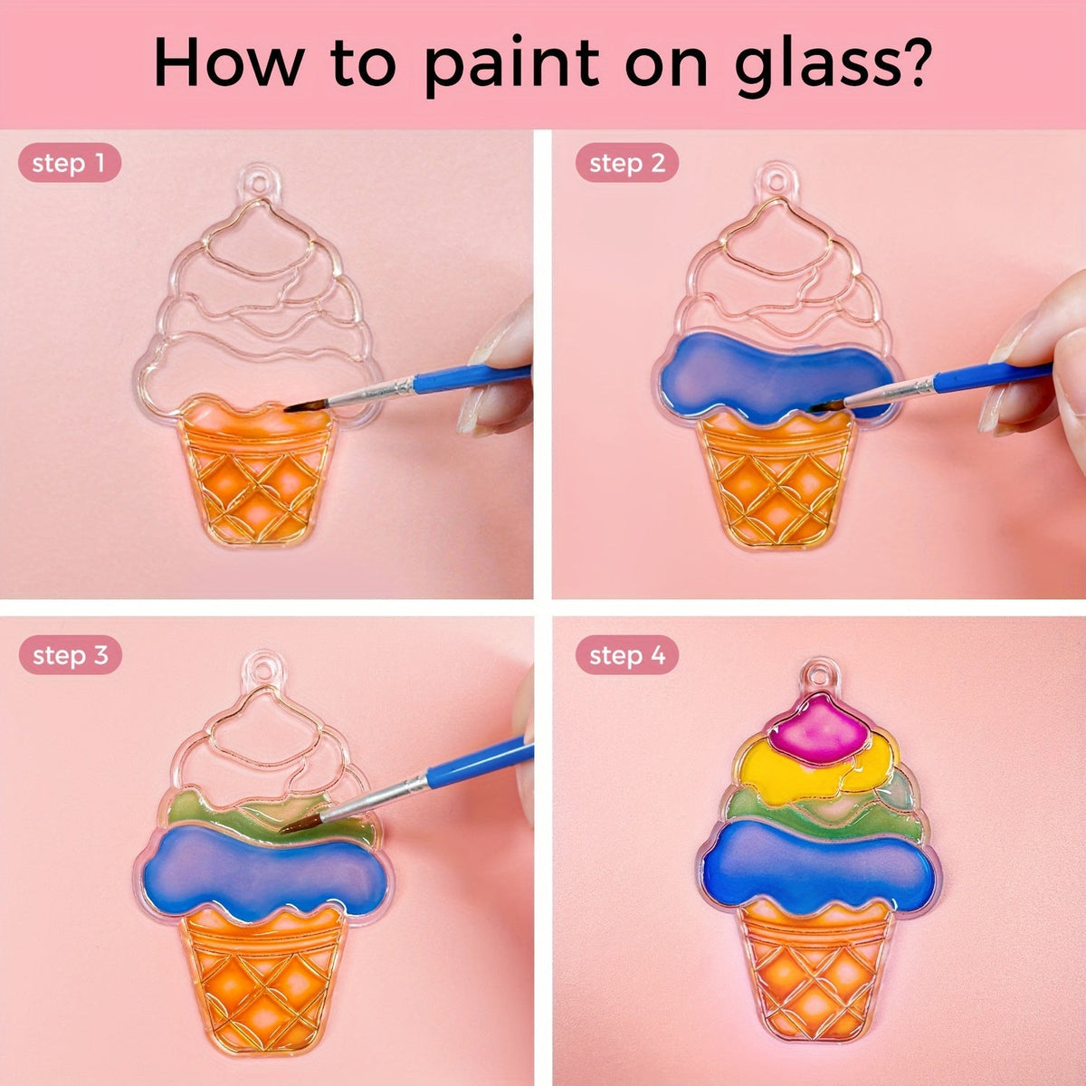 Kit de peinture sur verre, 12 couleurs acryliques non toxiques pour verre, vitraux, verres à vin, fenêtres et tasses en céramique, certifié ASTM, sans odeur, avec 3 pinceaux, pour adultes, artistes et débutants