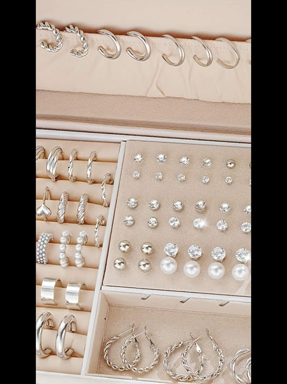 Ensemble de 102 boucles d'oreilles pour femmes – Styles géométriques, strass et anneaux torsadés, tiges en acier inoxydable hypoallergénique, cadeau de luxe léger pour le quotidien, les fêtes et les vacances
