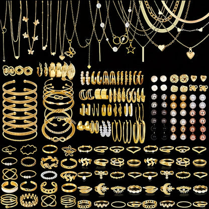 Parure de bijoux bohème pour femme 37-87 pièces – boucles d'oreilles, colliers, bagues et bracelets avec cœurs, torsades et papillons, style bohème minimaliste, ensemble multi-éléments pour le quotidien, les fêtes et les vacances