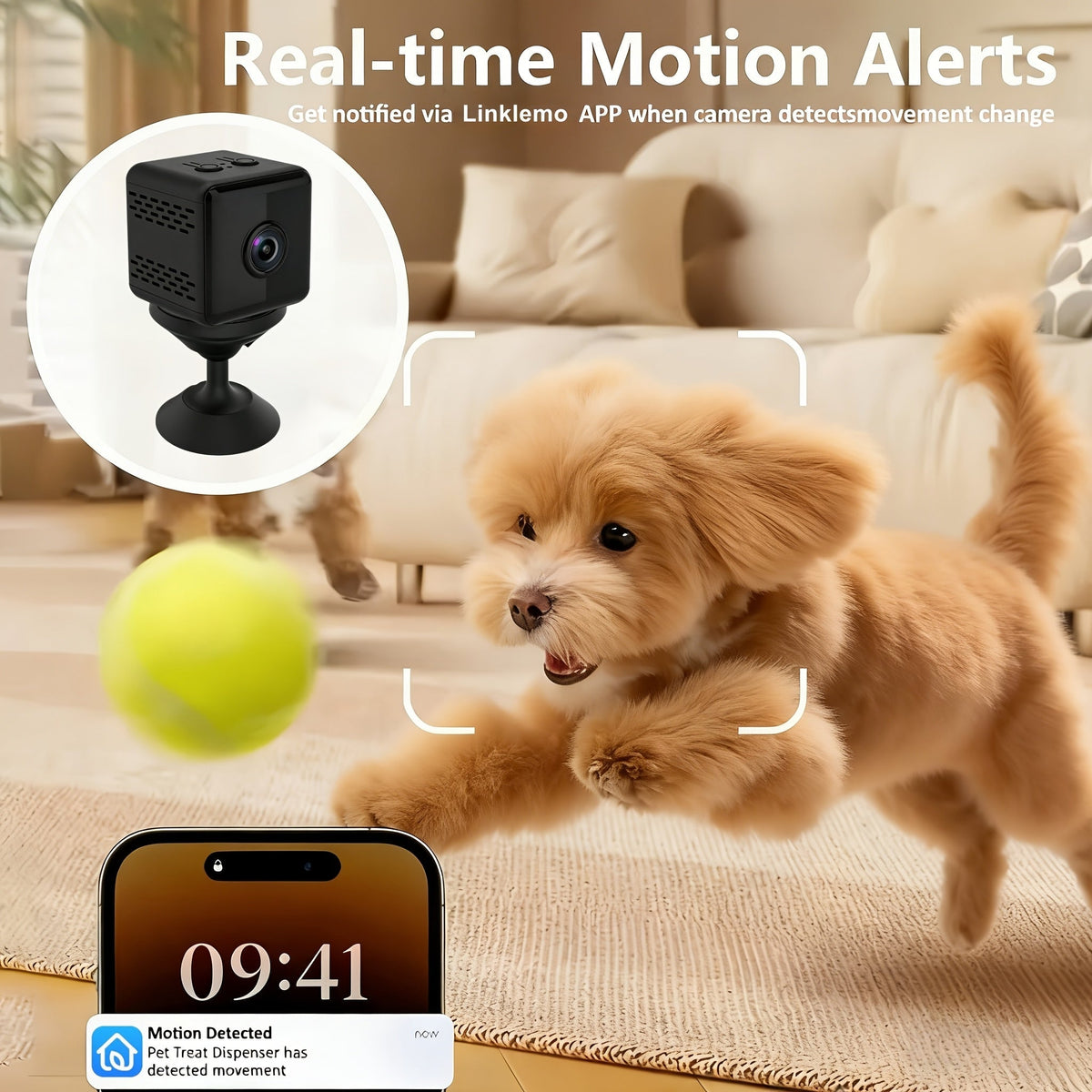 Mini caméra de sécurité sans fil 2K – Caméra de surveillance intérieure WiFi avec vision nocturne, support magnétique, enregistrement continu, moniteur pour bébé et animaux, alimentation USB/batterie, carte SD et stockage cloud