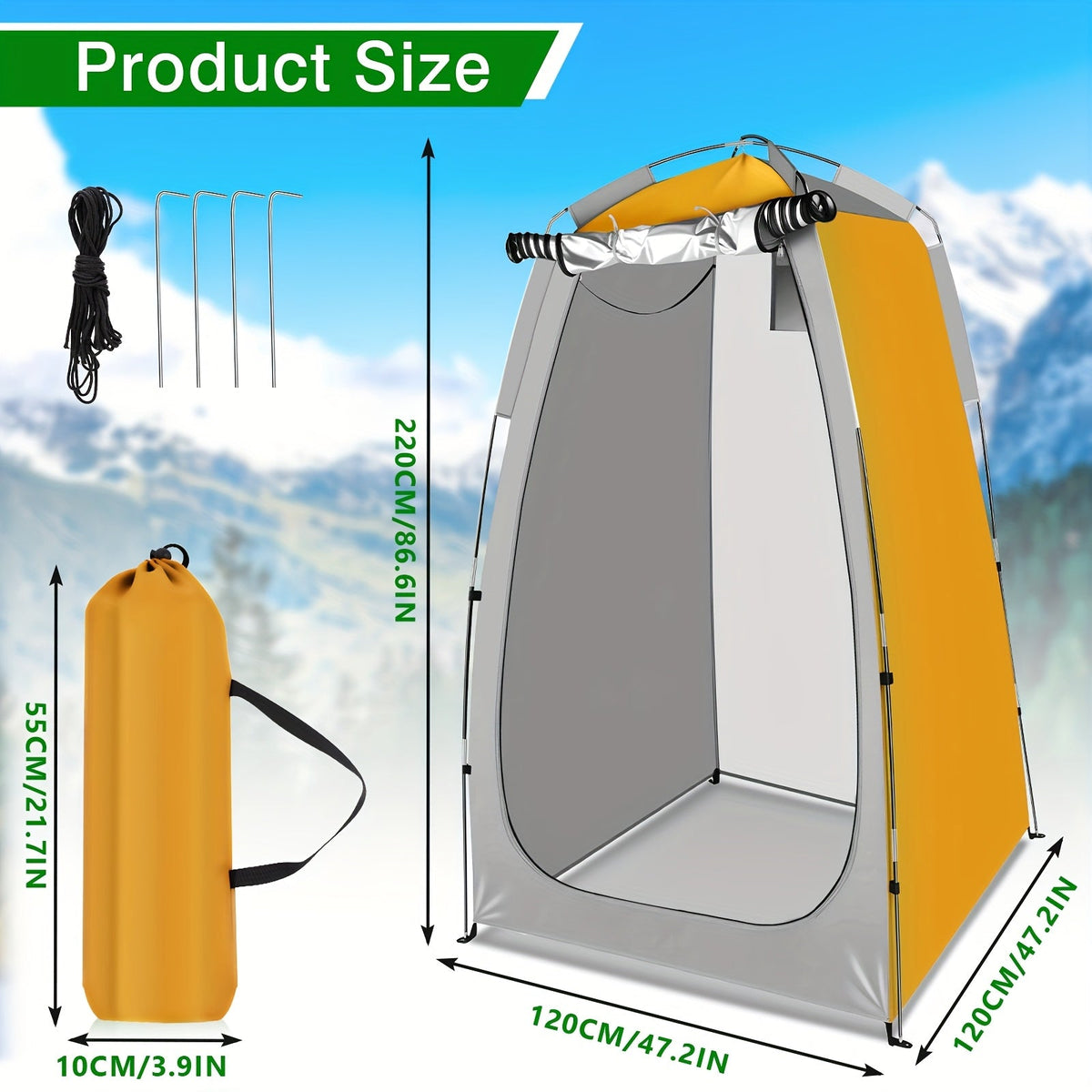 Tente de douche de camping escamotable portable – Cabine d'intimité, vestiaire léger et imperméable, tente de toilette extérieure pour le camping, la randonnée, la plage et le sac à dos, abri d'intimité à installation rapide