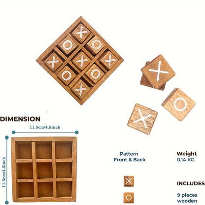 Lot de 2 jeux de morpion en bois – Jeu de stratégie classique X et O pour enfants et famille, jeu de table éducatif interactif parent-enfant, cadeau amusant pour les soirées jeux, Noël et les anniversaires