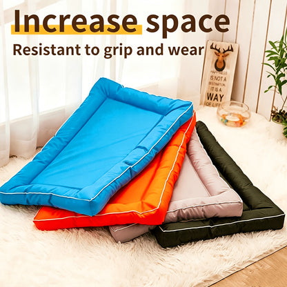 Grand panier carré pour chiens de petite à grande taille – Tapis pour animaux en polyester imprimé antidérapant, garnissage en fibre de polyester, coussin de couchage toutes saisons pour niche d'intérieur