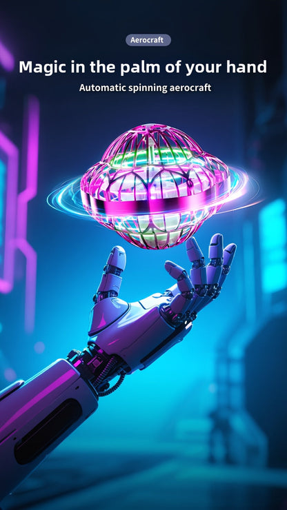 Jouet volant intelligent en forme de soucoupe volante, drone hexagonal rotatif à vol autonome, contrôlé par la main, robot volant d'intérieur, cadeau d'anniversaire ou de Noël pour enfants et adultes, bleu, violet, rouge