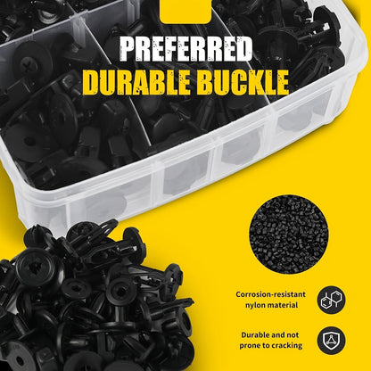 Kit d'assortiment de clips de fixation pour voiture 115/635/640/1290 pièces - 16 tailles de rivets en nylon pour pare-chocs et garde-boue, fixations automobiles avec serre-câbles et outil de démontage