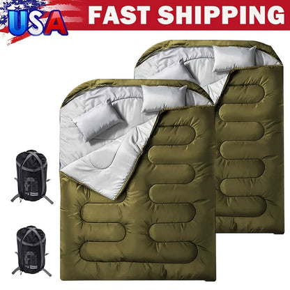Sac de couchage 4 saisons léger pour temps froid -17 à -7°C – Forme enveloppe avec capuche réglable pour le camping, la randonnée, le trekking, l'alpinisme et les voyages en hiver