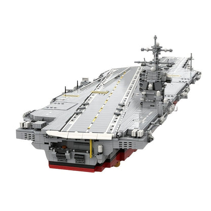 Set de construction de porte-avions de la marine de 4989 pièces – Diorama de navire de guerre à coque grise et rouge, pont d'envol élévateur, îlot, kit de modèle militaire MOC, cadeau de collection pour passionnés de marine et de militaire A2683