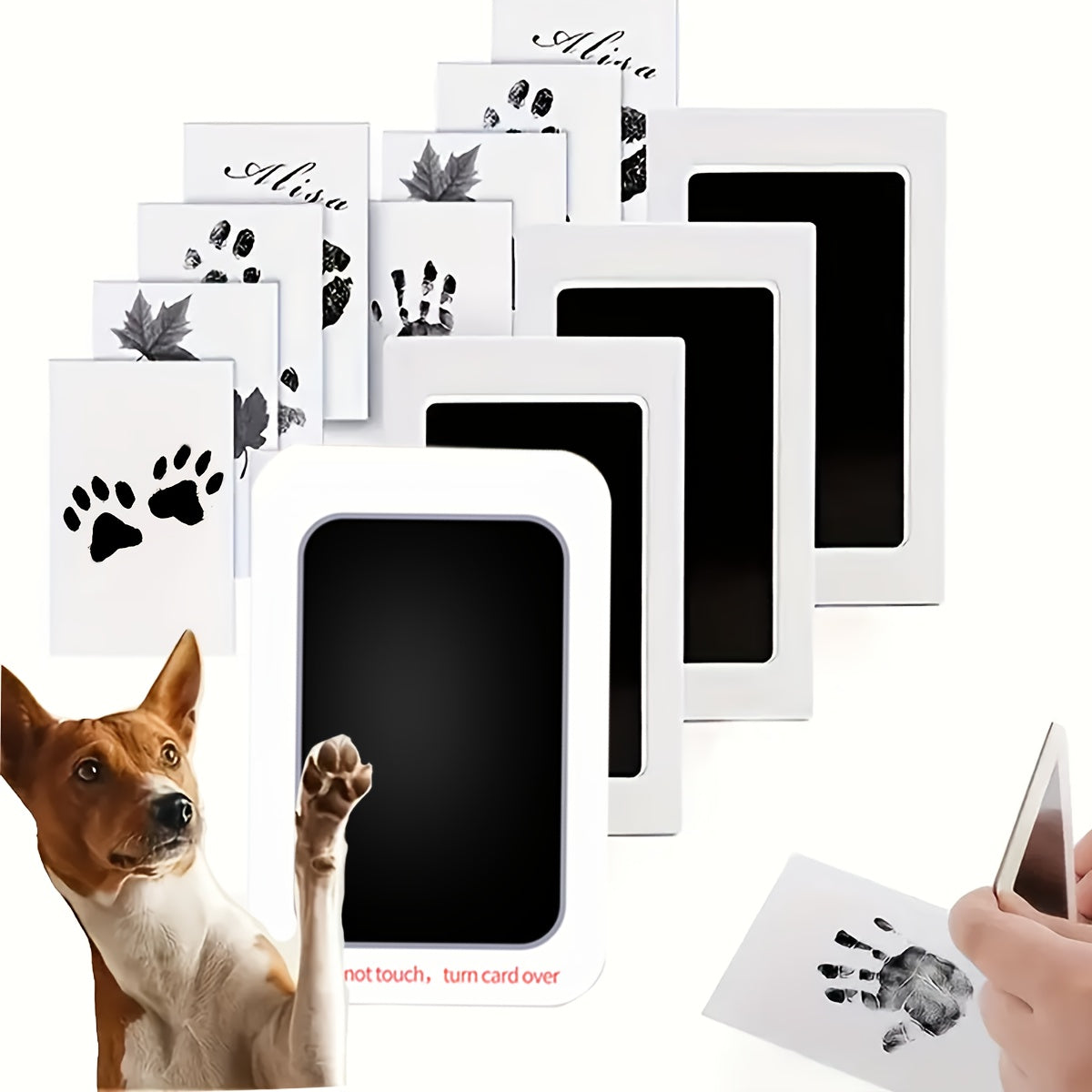 Kit de tampon encreur pour empreintes de pattes d'animaux, 8 pièces (4 boîtes) – Encre noire à séchage rapide pour souvenirs d'empreintes de chats et chiens, loisir créatif commémoratif facile à nettoyer, cadeau de Noël pour propriétaires d'animaux