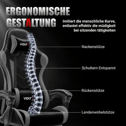Chaise de bureau gaming ergonomique style course avec soutien lombaire, dossier haut réglable pour adultes et adolescents, fauteuil inclinable pour ordinateur PC