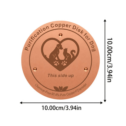 Disque de purification pour gamelle de chien en cuivre pur 10 cm - Insert de bol en cuivre réutilisable pour la purification de l'eau des chiens et animaux de compagnie - Accessoire naturel de nettoyage de l'eau sans pile pour gamelles de chien