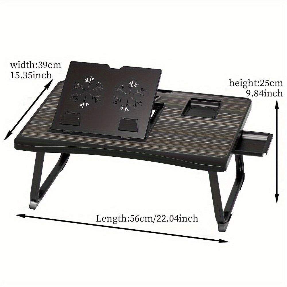 Bureau pour ordinateur portable pliable pour lit et canapé avec porte-gobelet, support pour téléphone, tiroir et port USB, plateau de petit-déjeuner pour travail et films – 6 styles