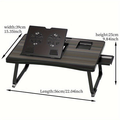Bureau pour ordinateur portable pliable pour lit et canapé avec porte-gobelet, support pour téléphone, tiroir et port USB, plateau de petit-déjeuner pour travail et films – 6 styles