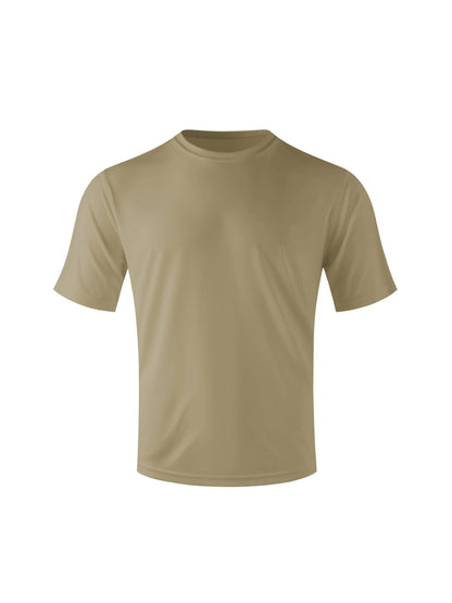 Lot de 3 t-shirts de sport pour homme, col rond, manches courtes, séchage rapide, protection UPF 50+, évacuation de l'humidité, kaki/orange/jaune, tailles S-3XL pour natation, plage, sports en plein air, pêche, randonnée