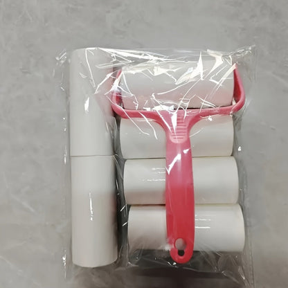 Set de rouleaux adhésifs avec 1 manche et 6 recharges (360 feuilles) – Brosse anti-peluches à déchirer pour vêtements, tapis et sièges de voiture – Kit anti-poils d'animaux et anti-peluches sans électricité