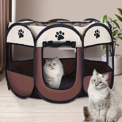 Parc pour animaux pliable et portable avec porte zippée – 3 tailles (S/M/L) Enclos grillagé rétractable pour chats, chiens, chiots et chatons, enclos anti-rayures pour intérieur et extérieur