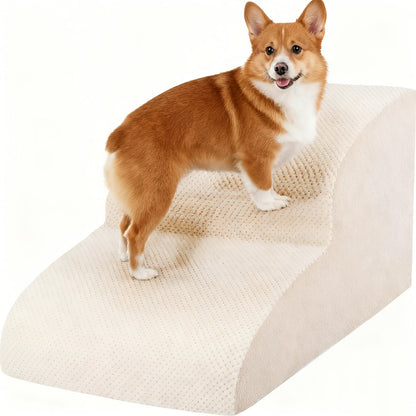 NIUBYA Escaliers pour chiens extra larges pour petits chiens – Marches pour animaux en mousse haute densité, fond antidérapant, rampe rembourrée douce pour lits hauts, canapés et divans, idéal pour les chiens âgés ou blessés, polypropylène, compact