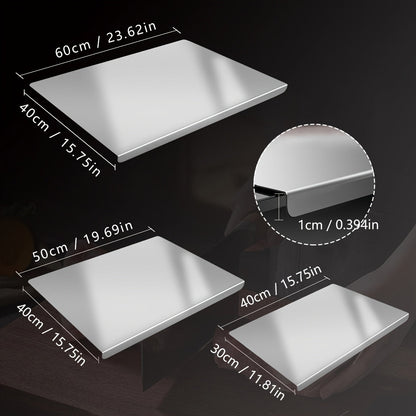 Planche à découper en acier inoxydable 304 – Billot de cuisine antirouille, facile à nettoyer, disponible en 3 tailles (40 cm × 30 cm, 50 cm × 40 cm, 60 cm × 40 cm)