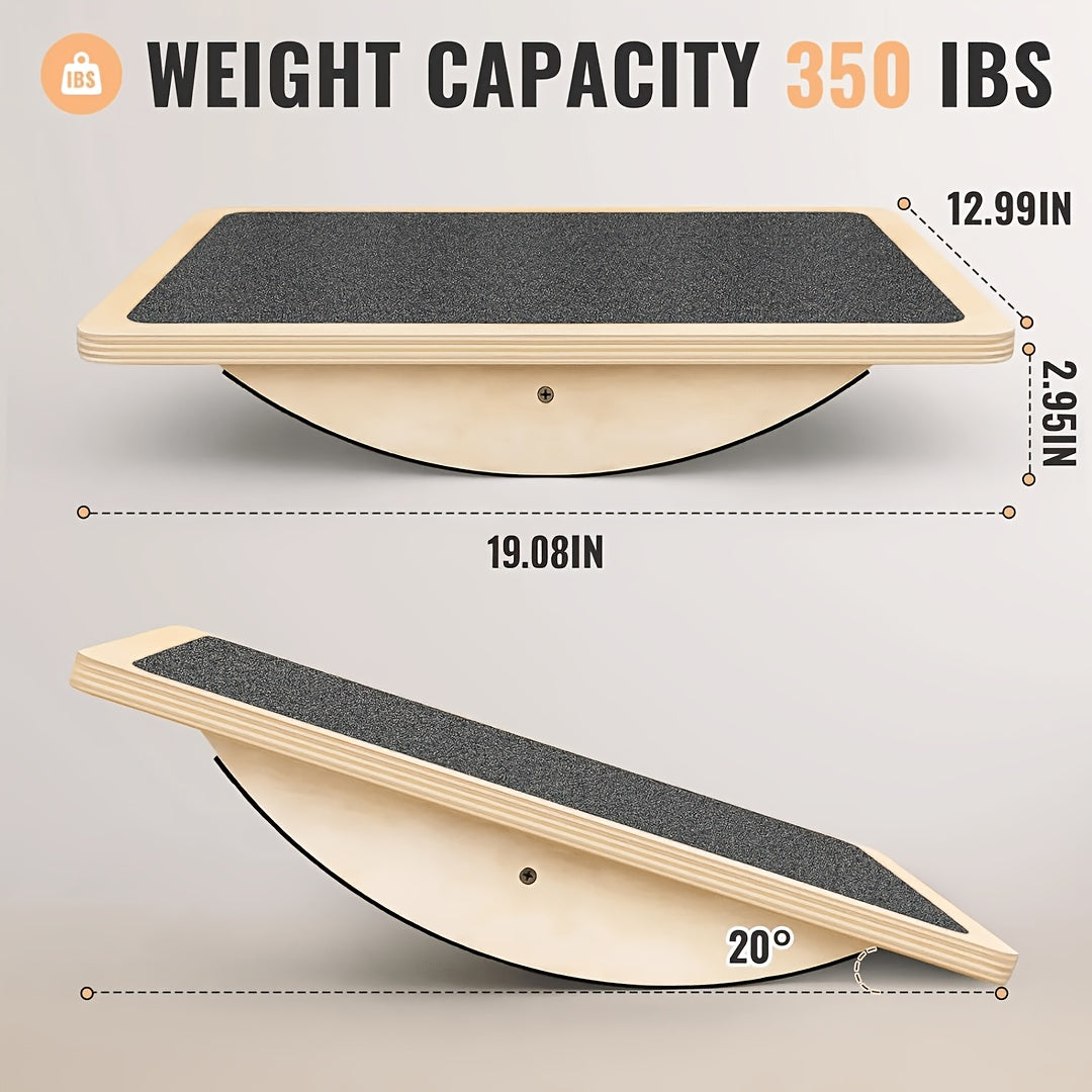 Plateforme d'équilibre pour adultes -  Planche oscillante en bois antidérapante pour le renforcement musculaire, la kinésithérapie, le bureau debout et l'entraînement à l'équilibre, supporte jusqu'à 158 kg