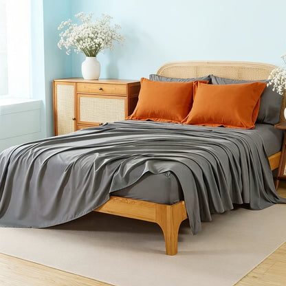 Ensemble de literie 7 pièces pour lit Queen/King – Parure de lit en microfibre douce à plis pincés, comprenant une couette, un drap-housse, un drap plat et 4 taies d'oreiller, ensemble de literie toutes saisons pour la maison et le dortoir