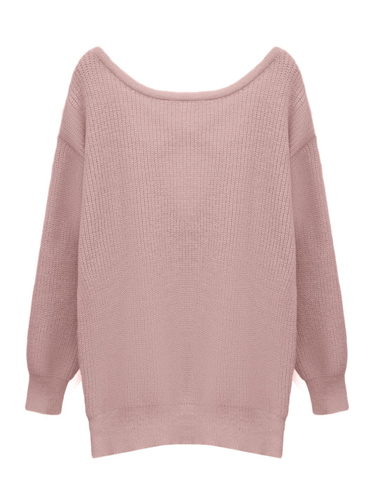 Women's Cross-Back Cutout Knit Dress Y2K Style Hollow Out Bodycon Pink Solid Color Fall Winter XS S M L XL XXL