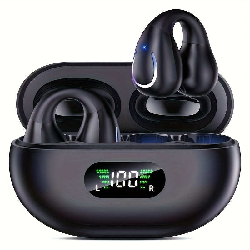 Écouteurs sans fil à conduction ouverte Bluetooth 5.4 TWS, perception ambiante à 360 degrés, appels clairs ENC, commandes tactiles, confort toute la journée, écouteurs de sport et de fitness, maintien sûr, conception véritablement ouverte