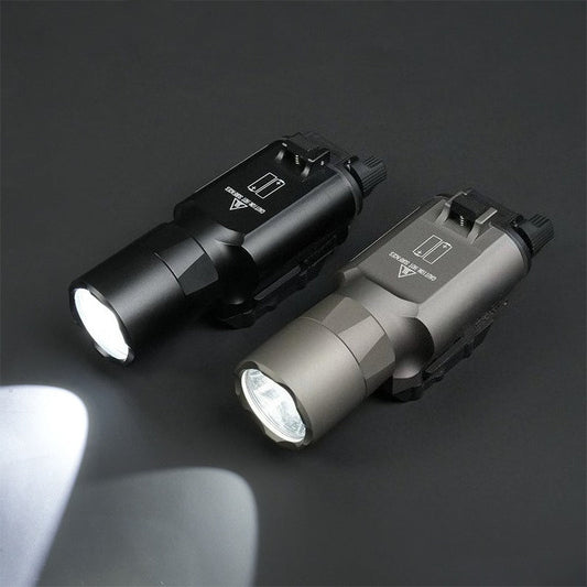 Lampe tactique à LED 500 lumens pour montage sur rail – Modèles X300U et X300 pour la chasse, la reconnaissance et l'extérieur, compatible rail Picatinny 20 mm, éclairage blanc haute puissance, finitions BK & DE